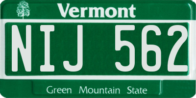 VT license plate NIJ562
