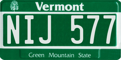 VT license plate NIJ577