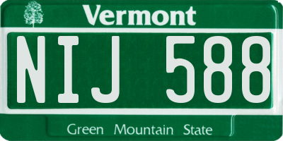 VT license plate NIJ588