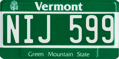 VT license plate NIJ599