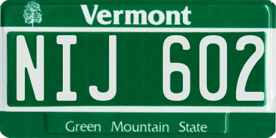 VT license plate NIJ602