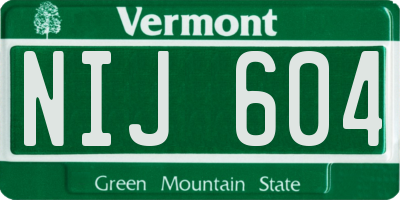 VT license plate NIJ604