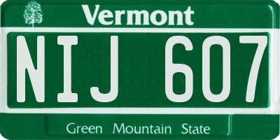 VT license plate NIJ607