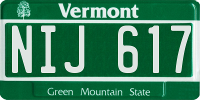 VT license plate NIJ617