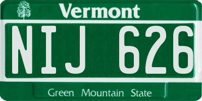 VT license plate NIJ626