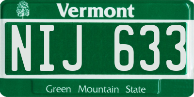VT license plate NIJ633