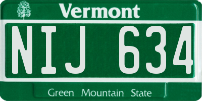 VT license plate NIJ634