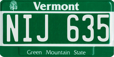 VT license plate NIJ635