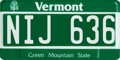 VT license plate NIJ636