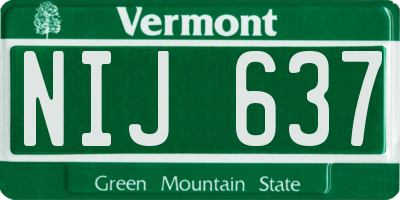 VT license plate NIJ637