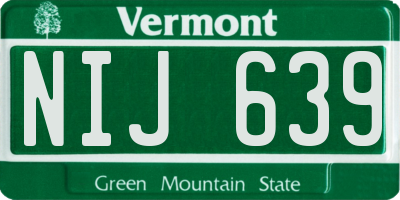VT license plate NIJ639