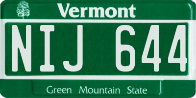 VT license plate NIJ644