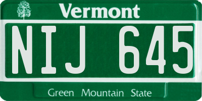 VT license plate NIJ645