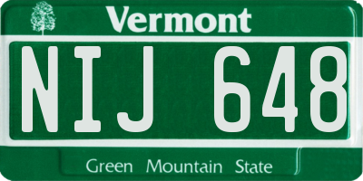 VT license plate NIJ648