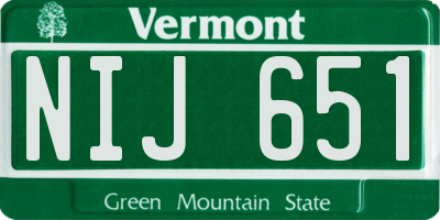 VT license plate NIJ651