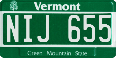 VT license plate NIJ655