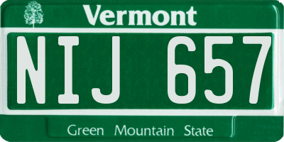 VT license plate NIJ657