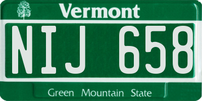 VT license plate NIJ658
