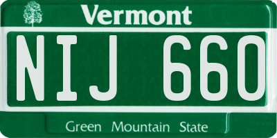 VT license plate NIJ660