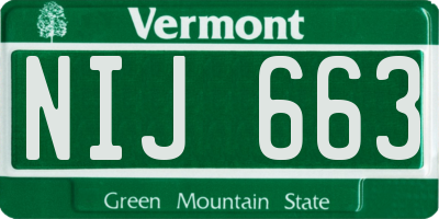 VT license plate NIJ663