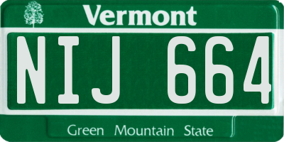 VT license plate NIJ664