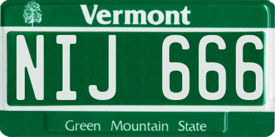 VT license plate NIJ666