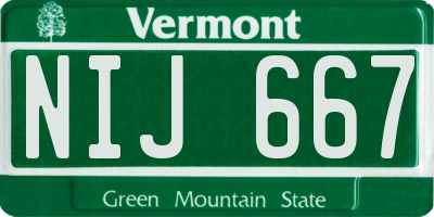 VT license plate NIJ667