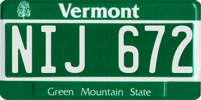 VT license plate NIJ672