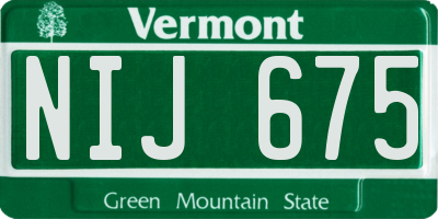 VT license plate NIJ675
