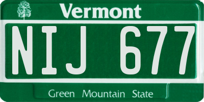 VT license plate NIJ677