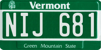 VT license plate NIJ681