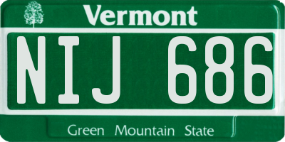 VT license plate NIJ686
