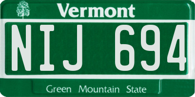 VT license plate NIJ694