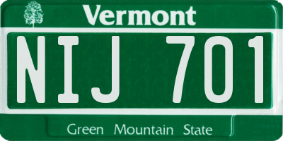 VT license plate NIJ701