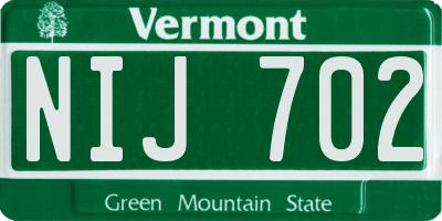 VT license plate NIJ702