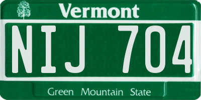 VT license plate NIJ704