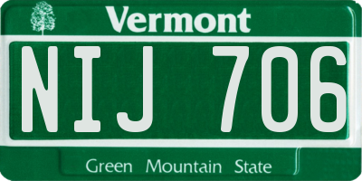 VT license plate NIJ706