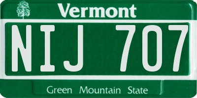 VT license plate NIJ707