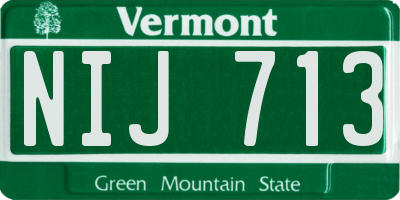 VT license plate NIJ713