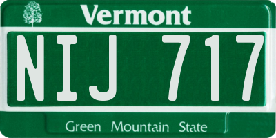 VT license plate NIJ717