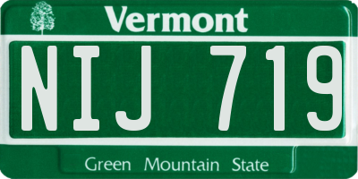 VT license plate NIJ719