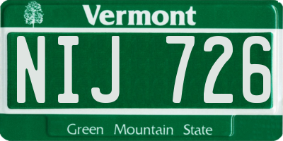 VT license plate NIJ726