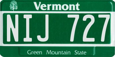 VT license plate NIJ727
