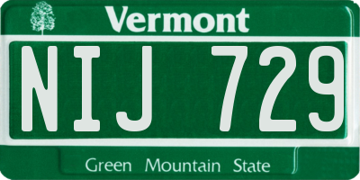 VT license plate NIJ729