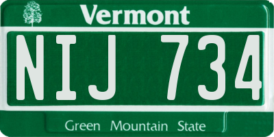 VT license plate NIJ734