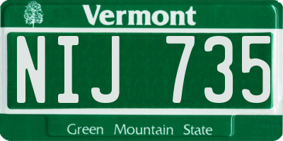 VT license plate NIJ735