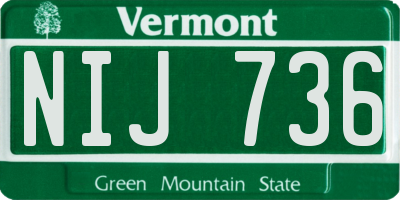 VT license plate NIJ736
