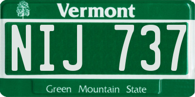 VT license plate NIJ737