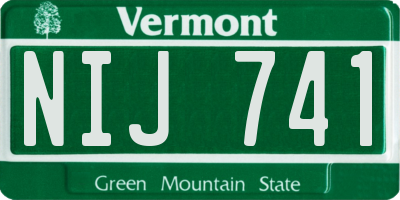 VT license plate NIJ741