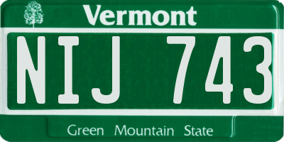 VT license plate NIJ743